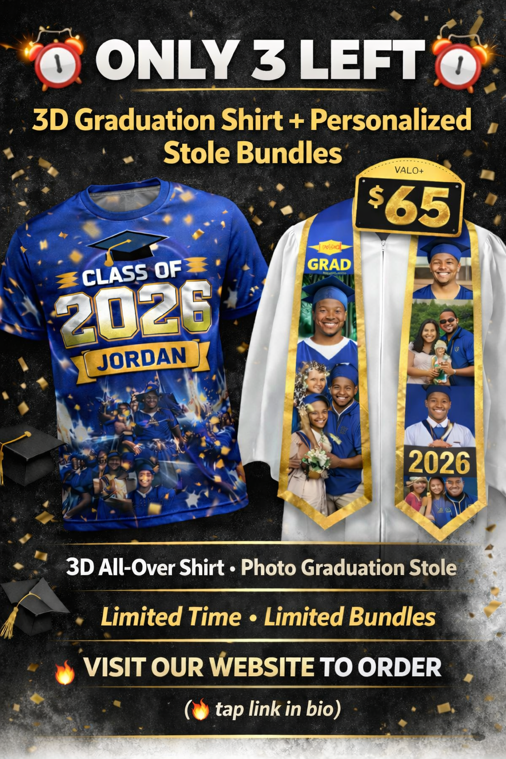 3D GRAD SHIRT + STOLE Bundle